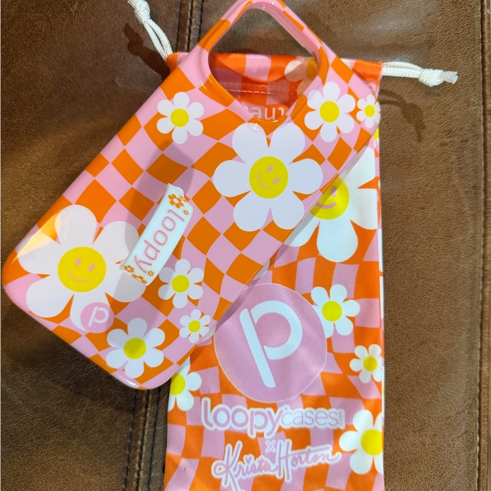 Loopy Case Kids Floral Checkered Bag - Orange and White